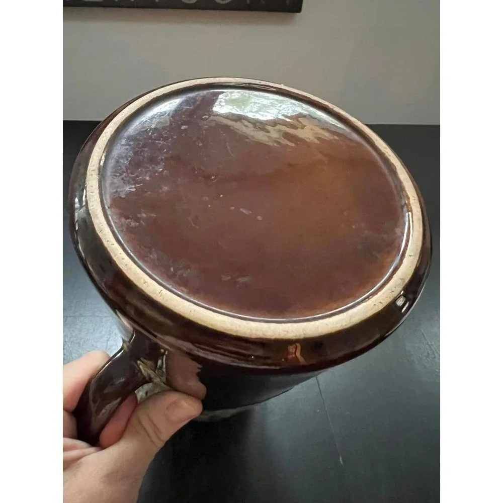 Vintage 60s Canonsburg Pottery USA Brown Drip Glaze Stoneware Pitcher